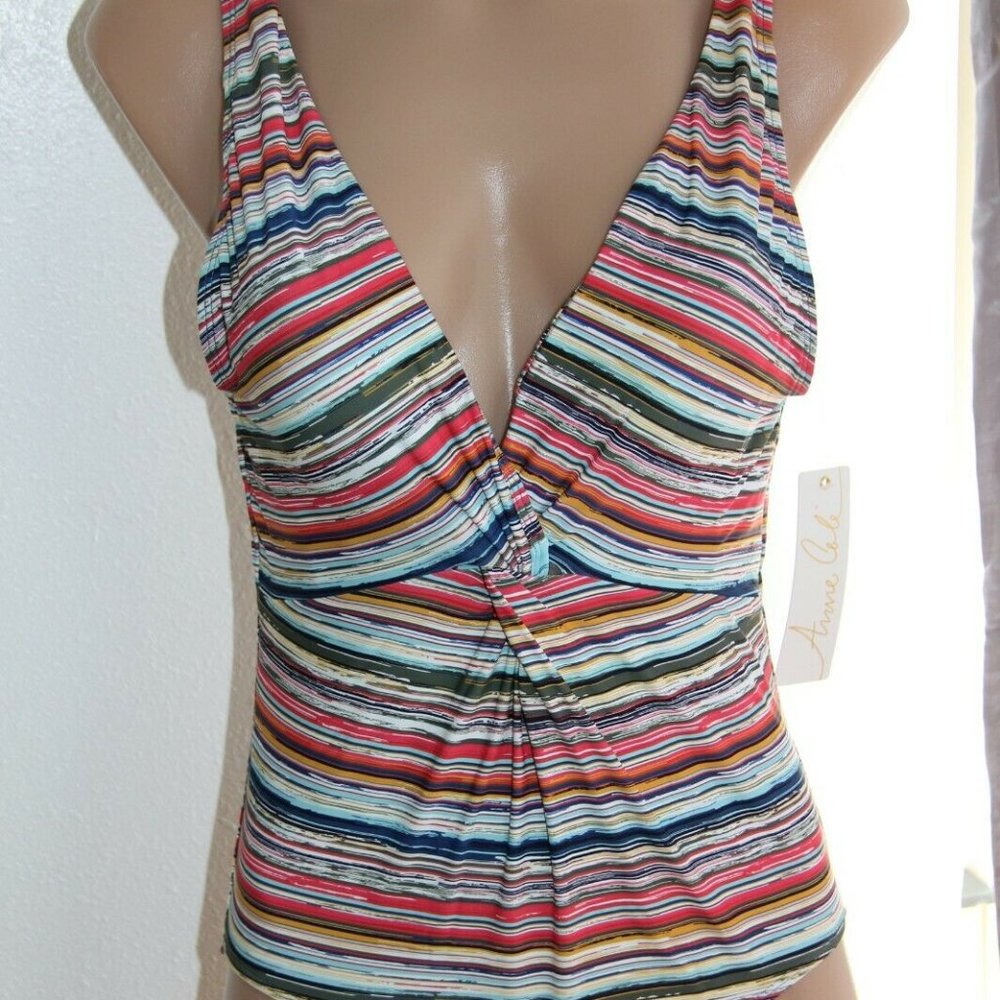 NWT Anne Cole Swim Swimsuit One 1 piece Twist Front V neck - Picture 5 of 6